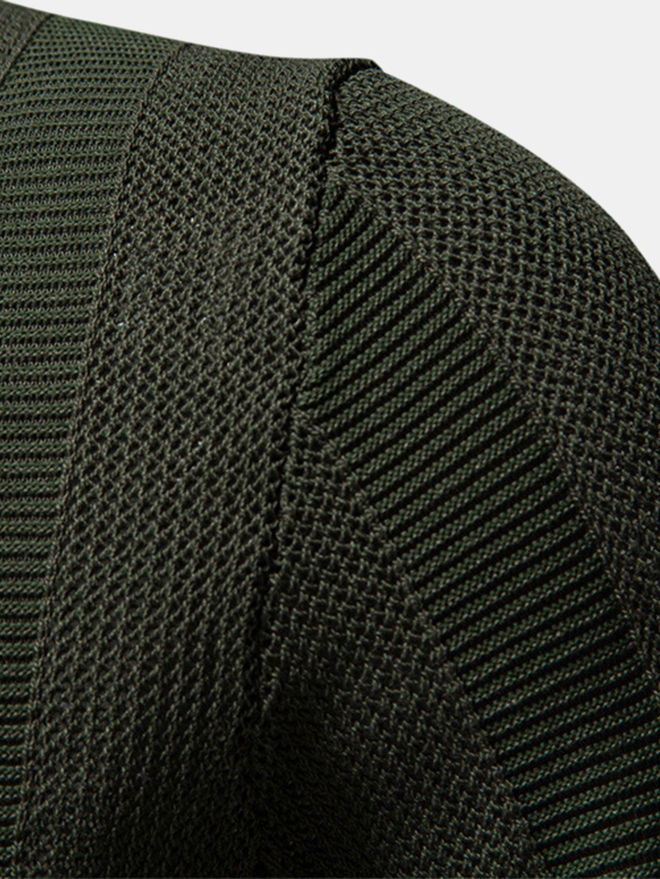 Striped Hollow Knit V-Neck Polo