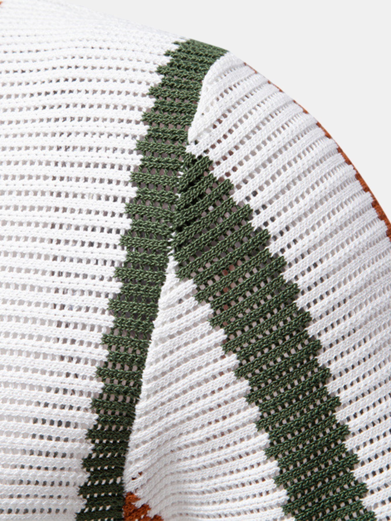 Striped V-Neck Knit Polo Shirt