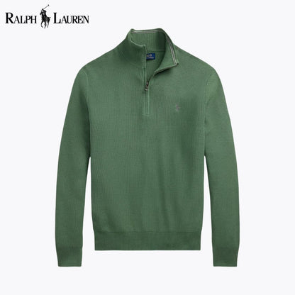 RL - Mesh-Knit Cotton Quarter-Zip Sweater