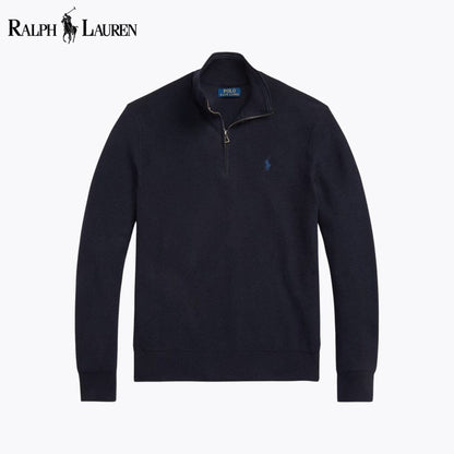 RL - Mesh-Knit Cotton Quarter-Zip Sweater